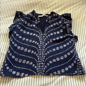 Marie Oliver Navy Blue Patterned Women's Top